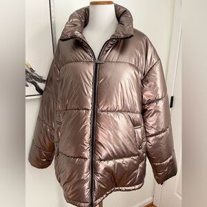 Ava & Viv Plus Size Metallic Shimmer Puffer Jacket Size 1X